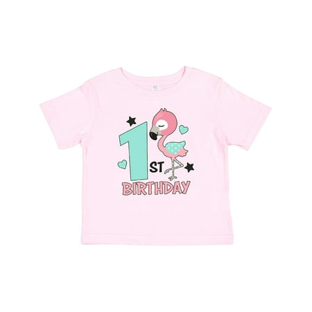 

Inktastic 1st Birthday with Flamingo Stars and Hearts Gift Baby Girl T-Shirt