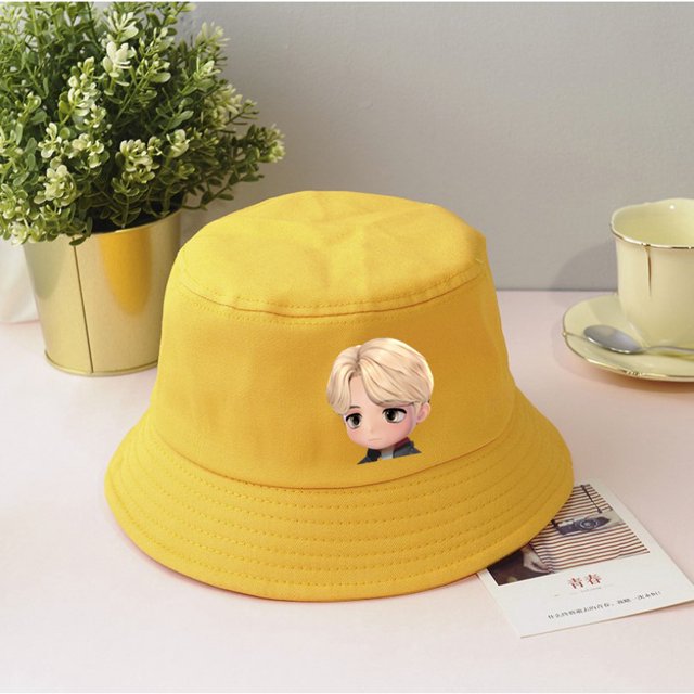 Kpop BTS TiNYTAN Bucket Hat Reversible Sombrero Pescador Unisex Al Aire Libre Sunhat All Match Gorra Para Hombres Mujeres Moda