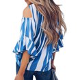 thumbnail image 3 of Ichuanyi Womens Tops Summer Women Blouse Striped T-Shirts Off Shoulder Waist Tie Short Sleeve Casual Tops, 3 of 7