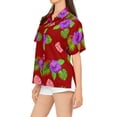 thumbnail image 3 of HAPPY BAY Hawaiian Shirts Womens Casual Summer Beach Party Blouse Shirt Open Front Tops Blouses Button up Short Sleeve Dress Shirts Dresses for Women S Floral Orchids, Red, 3 of 4