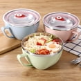 thumbnail image 4 of Bol à Soupe en Acier Inoxydable à Double Poignée, Bol à Nouilles Instantanées Compatible Micro-Ondes, Bol Alimentaire Portable avec Couvercle, Contenant de Conservation des Aliments pour Pique-Nique en Plein Air Camping au Quotidien, Bleu Pâle, 4 of 8