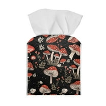 ZUXONGSY Mushroom Square Tissue Box Covers PU Leather Household Tissue Holder Stylish Tissue Box Cover Wear Resistant Paper Towel Box Cover for Table, Dresser, Countertop