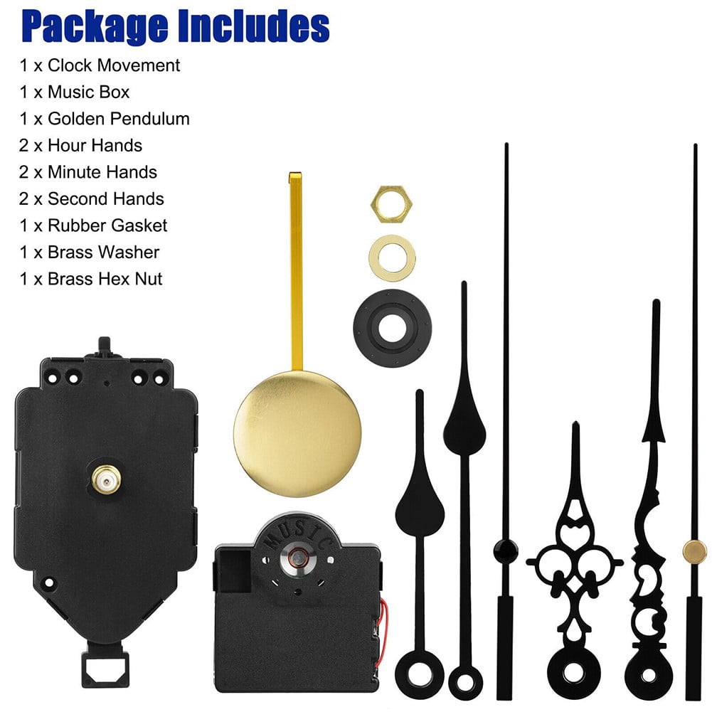 Splihome Professional Quartz Clock Movement Mechanism Chime Music Box DIY Wall Clock Movement High Torque Accessory Repair Parts Tools, DIY Wall Mechanism Repair Parts Replacement