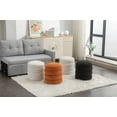 thumbnail image 3 of Soft Velvet Ottoman Legless Footrest Stool with Anti-Slip Pads, Modern Accent Pouf Round Chair for Makeup, Living Room, Bedroom Entryway, White, 3 of 8
