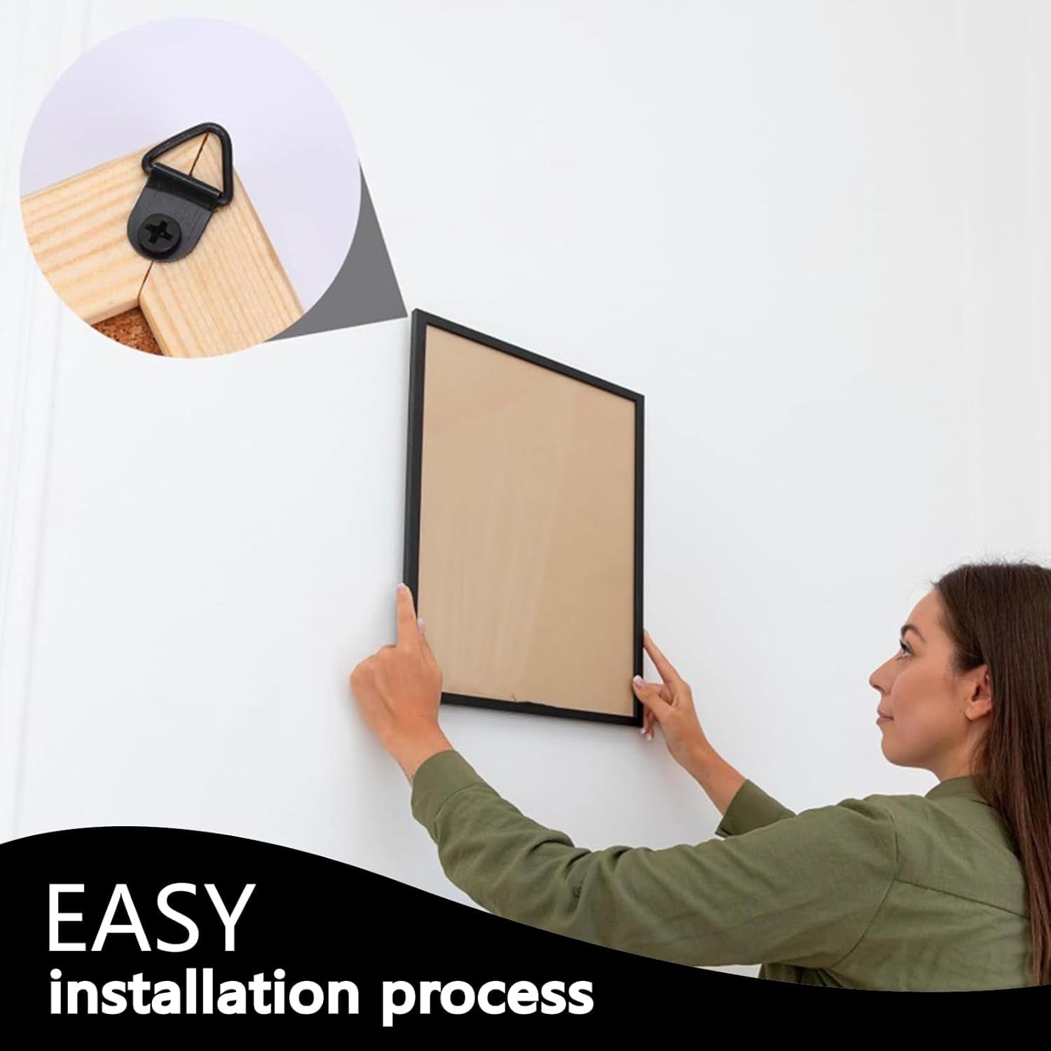 Picture Hanging Kit Heavy Duty Picture Hangers with Screws Black Picture Frame Mounting Hardware Hanging Tool