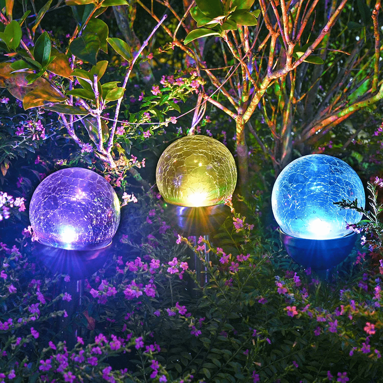 GLUAAE Crackle Glass Solar Lights, Dual LED, Landscape GLUAAE Crackle Glass Solar Lights, Dual LED, Landscape