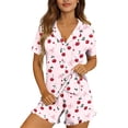 thumbnail image 5 of AUNVITO Women's Pajama Set Button Down Short Sleeve Top and Shorts Cute and Comfortable Sleepwear Loungewear, 5 of 7