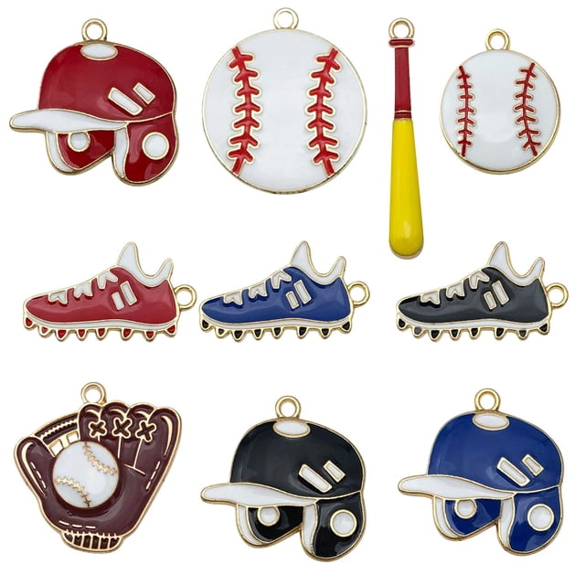 Hanging Ornament Decor 10 Piece Baseball Themed Charm Set Keychain Pendants for Sports Fans Perfect for Backpacks and Keys Decorative Pendant Hanging Decor Ornament Accessory Home Decoration