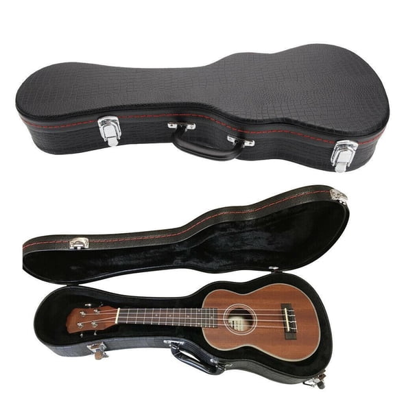 PetFurnishn New 21" Soprano Ukulele Case - Black Hard Shell Portable Case for Soprano Ukuleles, Durable Travel Uke Case with Secure Lock, Padded Interior & Storage Pocket
