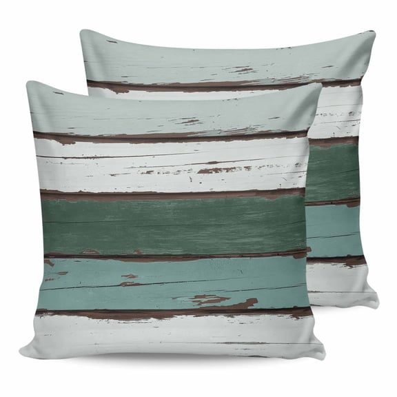 Pillow Covers 20x20 Set of 2, Green Gray White Throw Pillow Covers Decorative Couch Cushion Cover, Country Vintage Gradient Wooden Plank Microfiber Soft Square Pillowcases for Bedroom Sofa