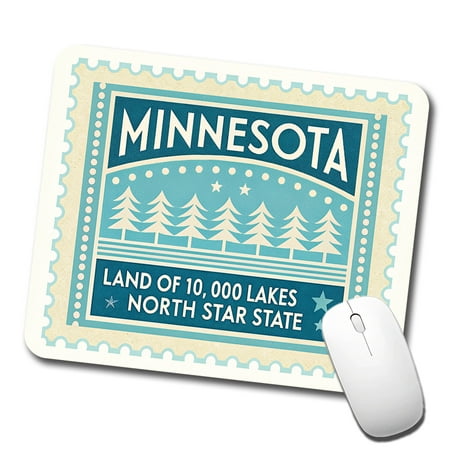 Minnesota MN Land of 10000 Lakes State Travel Vacation Stamp Mouse Pad Low Profile Gaming Mat