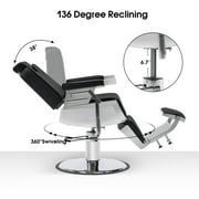 BarberPub Heavy Duty Vintage Barber Chair Hydraulic Recline Salon Beauty Styling Chair, Black