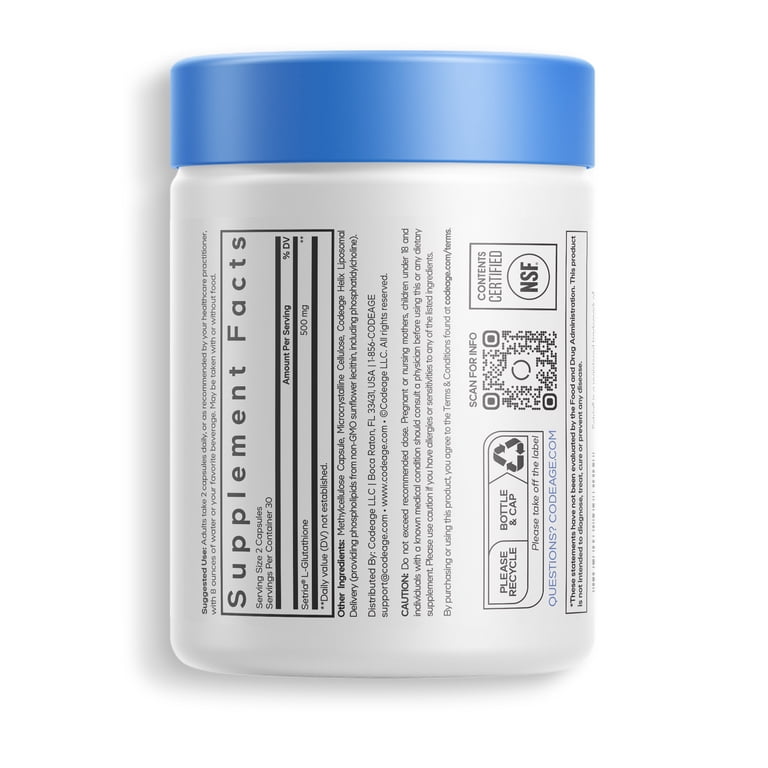 CODEAGE Liposomal Glutathione, 60 ct, Vegan Antioxidant