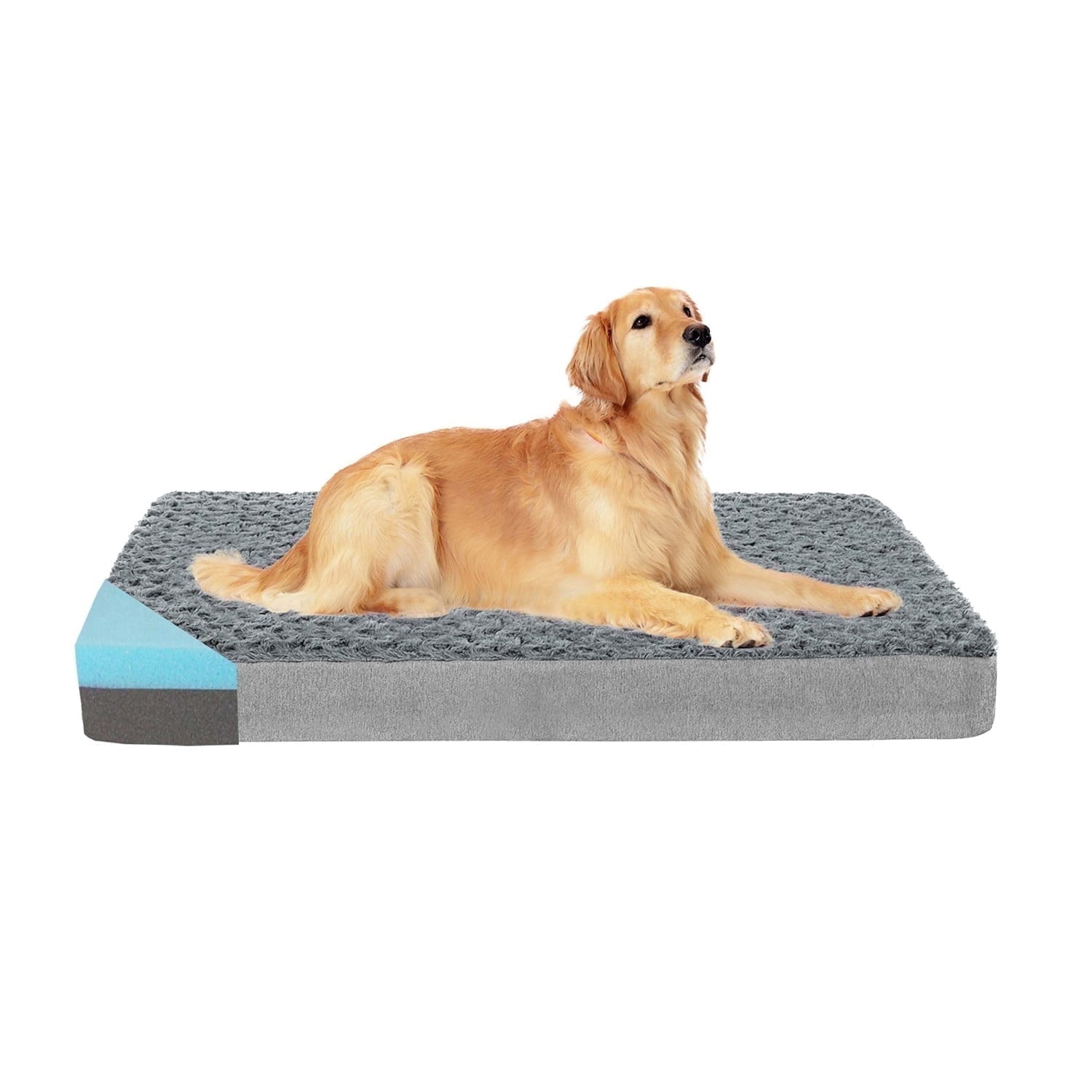WATANIYA PET Memory Foam Dog Bed, Washable Large Orthopedic Plush Pet Mattress, Grey, 35" x 22" x 3"