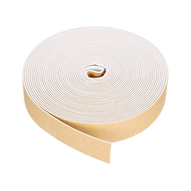 Cinta de Aislamiento de Espuma Uxcell, 1-3/16" x 3/32" x 32.8FT Tira de Sellado Autoadhesiva para Puertas, Insonorización de Ventanas, Sellado de Aire Acondicionado, Blanca