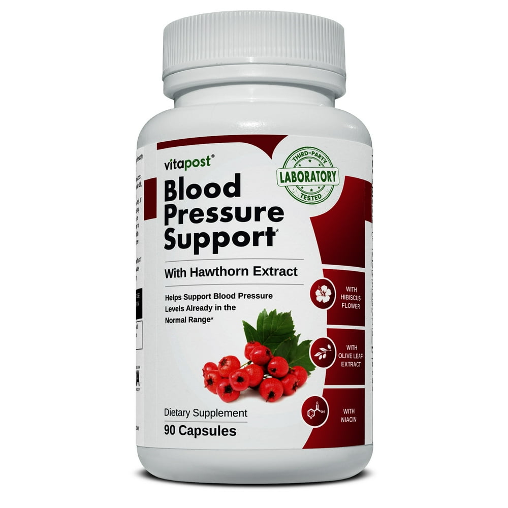 VitaPost Blood Pressure Support with Hawthorn Extract. Supplement, 90