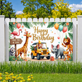 thumbnail image 7 of Cartoon Animals Happy Birthday Banner Decorative Balloons Jungle Theme Party Decoration for Kids Celebration Outdoor Event Photography, 7 of 7