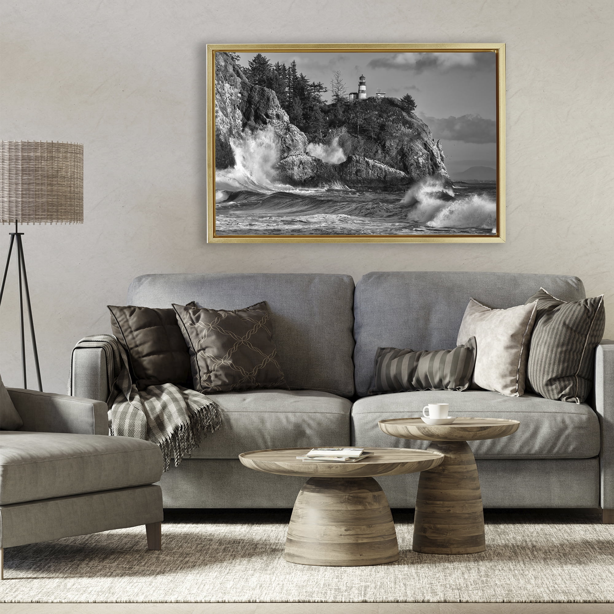 Stupell Industries Rising Tide at Cape Gold Framed Floater Canvas Wall Art, design by Rick Berk