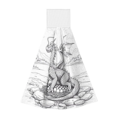

Adobk Dragon Nest Sketch Print Coral Velvet Hand Wipes Fashion Hanging Kitchen Towel for Bathroom Washcloth Absorbent Tie Towel