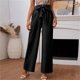 thumbnail image 5 of Gibobby Pantalones de Casuales para Mujer Pantalones casuales de cintura alta con botón de pantalón largo a la de lino y algodón para mujer con cinturón (Negro, XXXL), 5 of 5