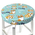 thumbnail image 3 of Hirioo Cute Dogs Corgi for Round Bar Stool Seat Covers Washable Stool Cushion Slipcover Elastic Bar Chair Covers for 12-14 Inch Chair-12 inch, 3 of 7