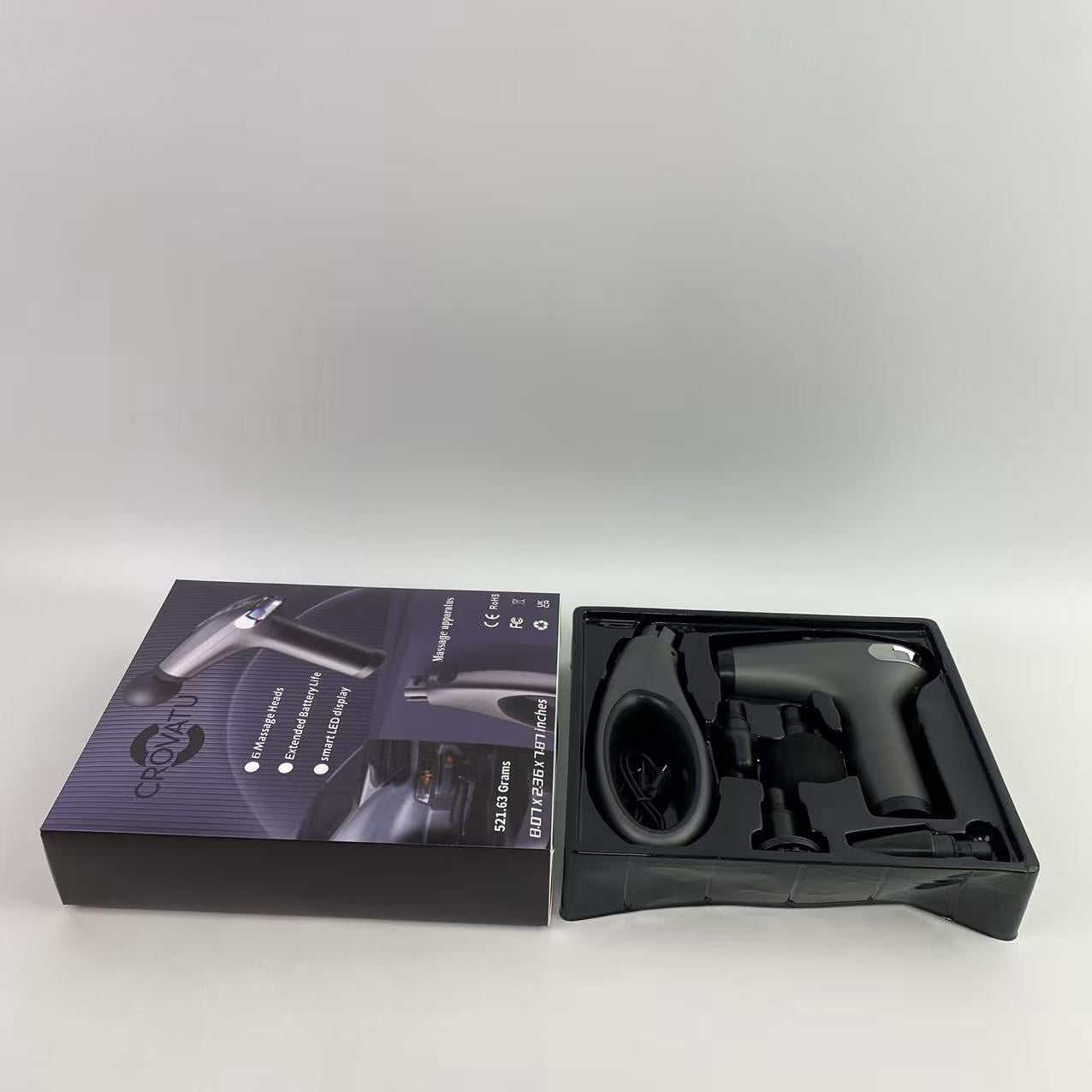 CROVATU Massage apparatus,Massage Gun, Muscle Therapy Gun for Athletes, Deep Tissue Percussion Body Muscle Massager with 30 Adjustable Speeds, 6 Types of Massage Heads