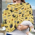 thumbnail image 3 of Renewold Stretchy Nursing Scarf Car Seat Canopy Baby Car Seat Cover, Baby Breastfeeding Stroller High Chair Shopping Cart Cover for Infant Halloween Decor, Witch Cauldron Cat Bat Skull Yellow, 3 of 7