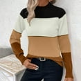 thumbnail image 6 of qelini Color Block Sweater for Women Crewneck Pullover Sweaters Long Sleeve Knitted Tops Dressy Warm Blouses, 6 of 6