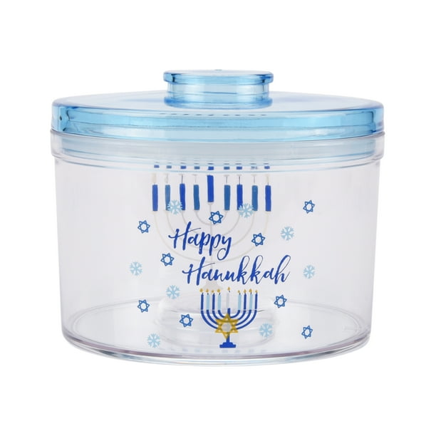 Way To Celebrate 47Ounce Round Hanukkah Treat Container, Happy