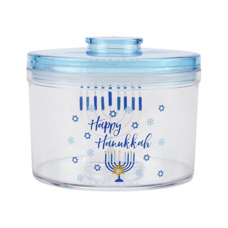 Way To Celebrate 47-Ounce Round Hanukkah Treat Container, Happy Hanukkah