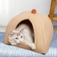 thumbnail image 6 of Cat Soft Warm House Dog Tent Removable Washable Pad Hut Cozy Slip Bottom Nest Cave Pet Bed for Small Medium Puppy Kitten Kitty Sleeping L Brown, 6 of 8