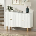 thumbnail image 2 of HLR 48" Modern Accent Cabinet - Buffet Sideboard Credenza with 4 Doors, Removable Shelves, Storage for Entryway, Living Room & Dining Room, White, 2 of 8