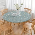 thumbnail image 3 of Pioneer Flower Floral Print Pattern Round Fitted Tablecloth with Elastic Edge,Dining Table Cover Waterproof,Outdoor Round Tablecloth for Camping,Dining,Indoor and Outdoor, 3 of 7