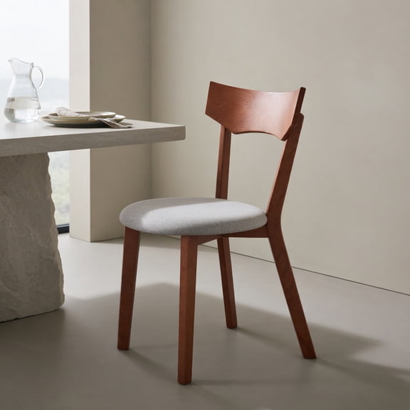 Demi Bonn Set of 2 Dining Chair with Rubber Wood Legs and Padded Seat Cushion for Dining Room Living Room, Brown