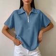 thumbnail image 5 of Otntypg Women's Quarter Zip Short Sleeve Tops Lightweight Casual Waffle Knit Collared Golf Shirts Loose Fit Dressy Textured Pullover Blouse, 5 of 8