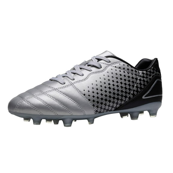 DREAM PAIRS Mens Soccer Cleats Firm Ground Soccer Shoes Football Shoes SILVER/BLACK Size 11