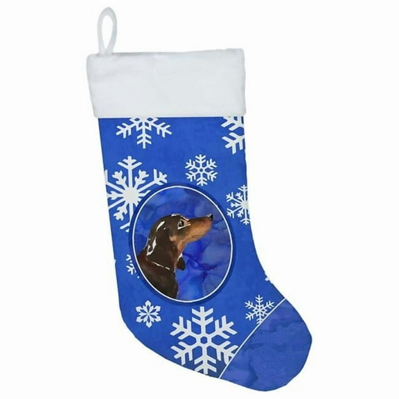 Carolines Treasures CK3942CS Winter Snowflakes Black & Tan Dachshund Christmas Stocking