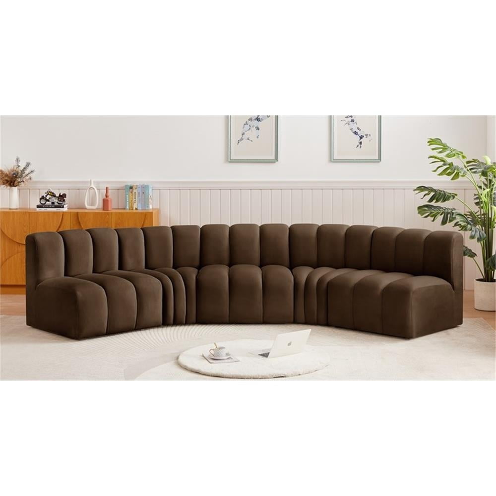 Meridian Furniture Arc Brown Velvet Modular Sectional