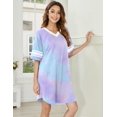 thumbnail image 2 of Ekouaer Nightgowns for Women 2 Pack Sleepshirts Short Sleeve Nightshirt V Neck Sleepwear Casual Pajama Dress, 2 of 6