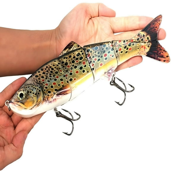 BESTSKY Swimbaits for Bass Lifelike 4 Segment Big Giant Sinking Fishing Bass Lures Artificial Hard Bait Swimbait for Fishing, Great for Fisherman Dad Gift (Spot)