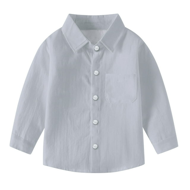 vdgthytj Toddler Baby Boys Girls Button down Shirts Kids Collared Long Sleeve Uniform Dress Shirt Tops Spring Fall Clothes