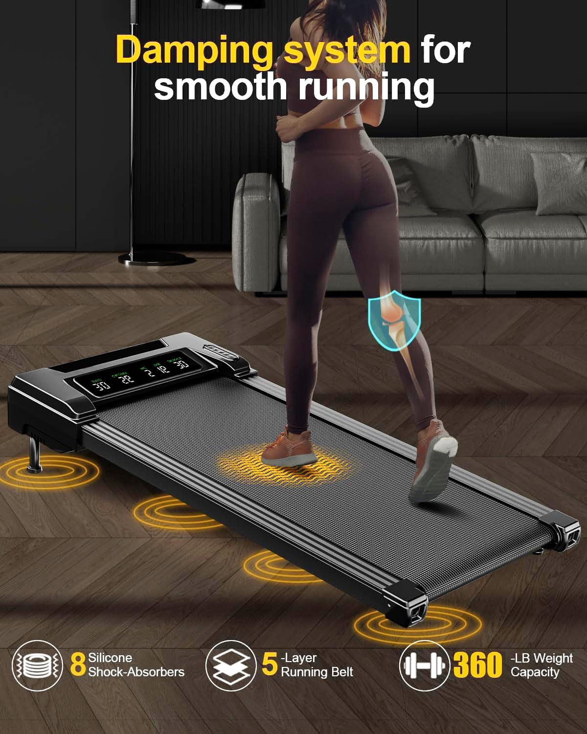 THAILE Walking Pad Treadmill with Incline, Home Treadmill with 5-Level Automatic Adjustment
