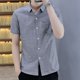 thumbnail image 4 of Camisa y blusa para hombre, ropa de manga corta, estética a rayas, para hombre, corte ajustado, botones, estilo coreano, normal, regular, de diseñador, talla XXL, 4 of 4