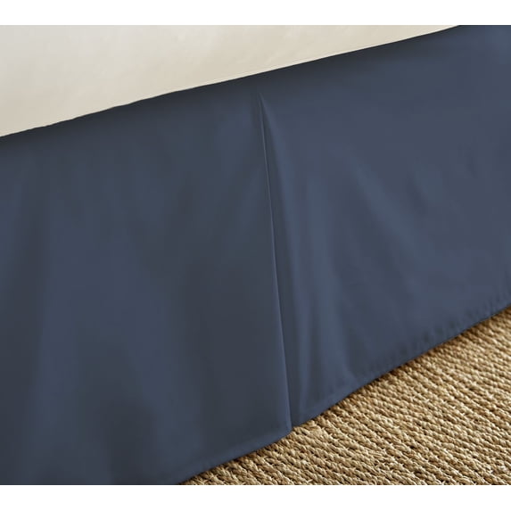 Merit Linens Solid Microfiber 14" Bed Skirts, Twin, Blue