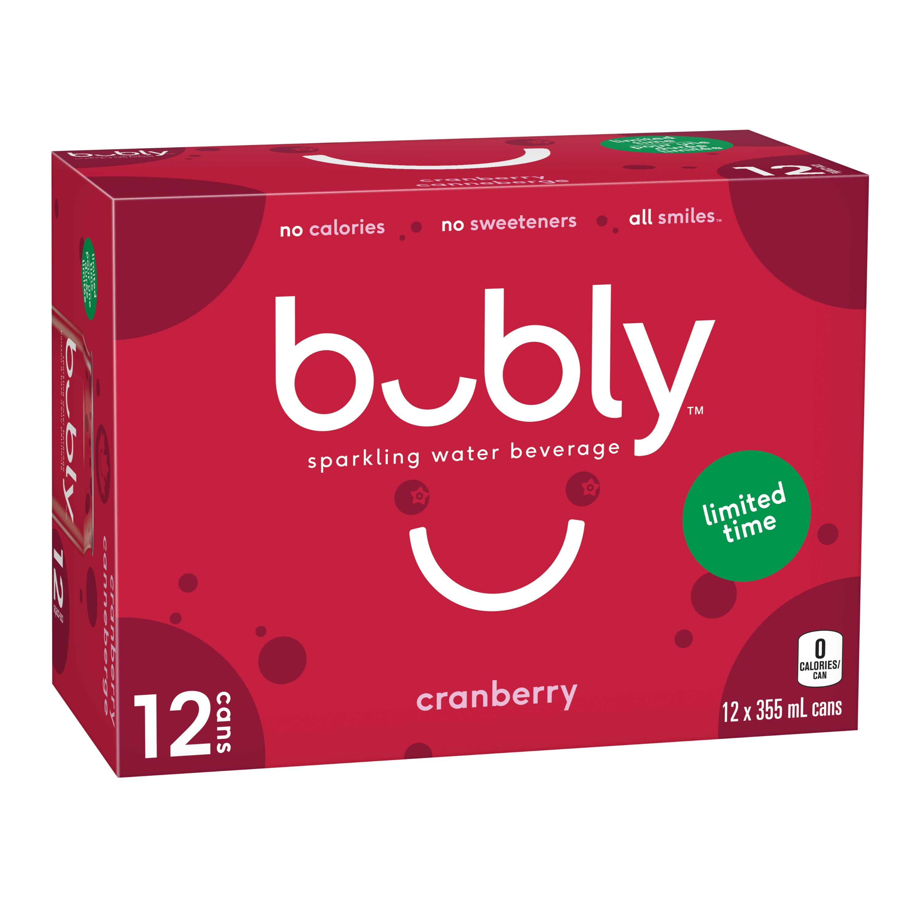 Bubly Cranberry Sparkling Water 12 x 355 mL, Cans
