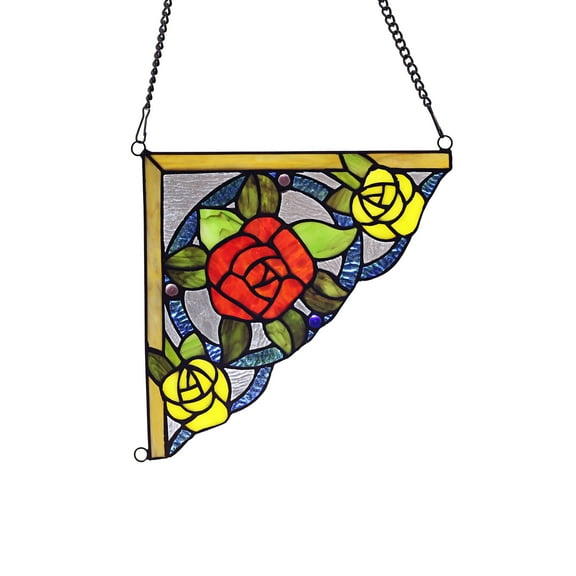 RADIANCE Goods Floral Tiffany-Glass Window Panel 10" Wide