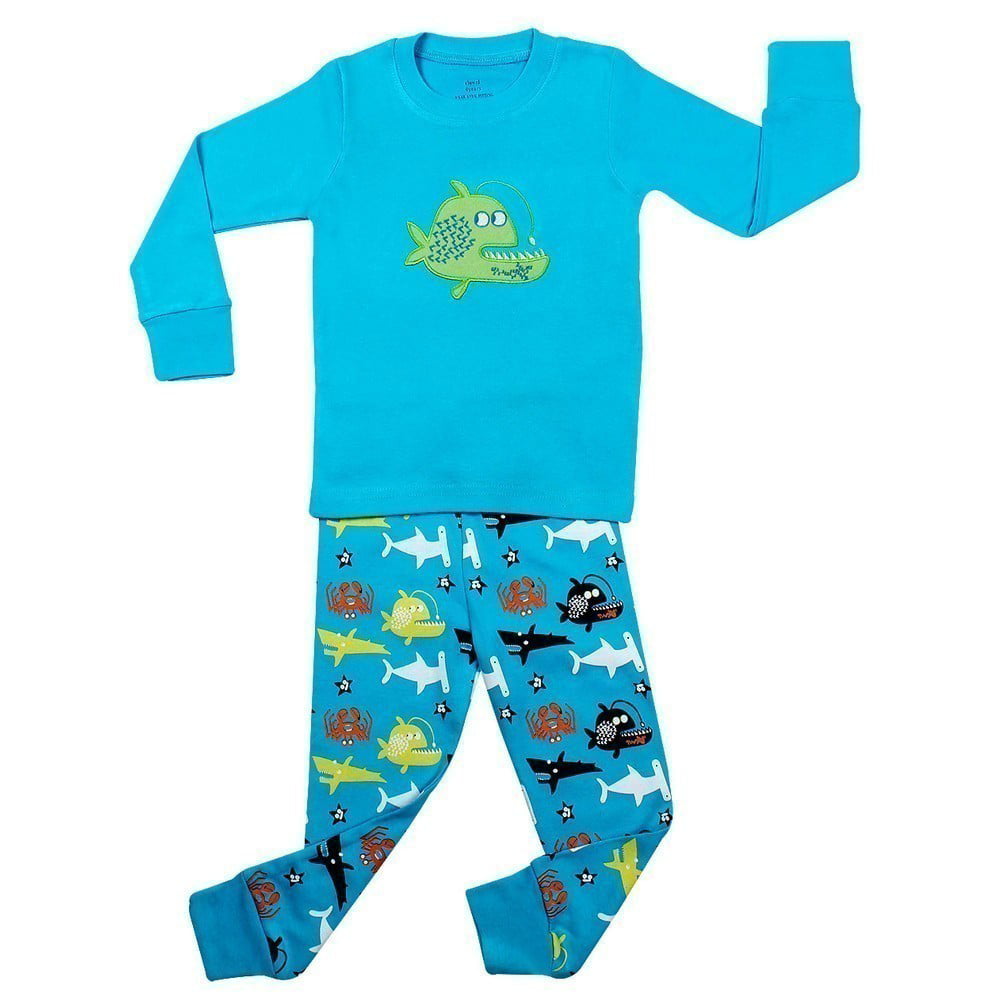 Elowel Pajamas - Elowel Little Boys Blue Whale Fish Print Cotton 2 Pc ...
