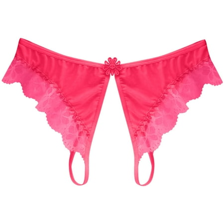 

XINSHIDE Ladies Lace Panties Hot Pink Hollow Out Thongs 1-Pack Sexy Underpants