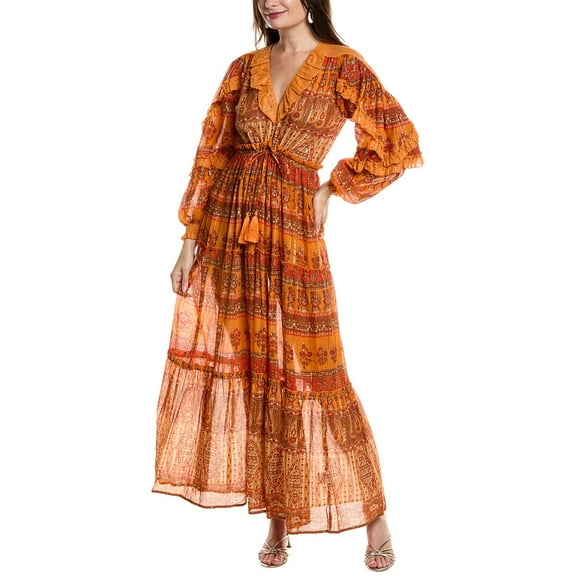 Miss June womens  Tiered Maxi Dress, Orange