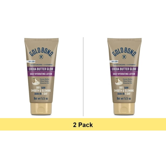 Gold Bond Cocoa Butter Glow Daily Hydrating Lotion, 5.5 oz - 2 Pack